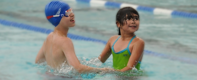 Sport and Eoin with friend learning to swim - Animated Language Learning